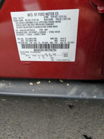 MAJ6S3GL4KC296234 - 2019 FORD ECOSPORT SE RED photo 13