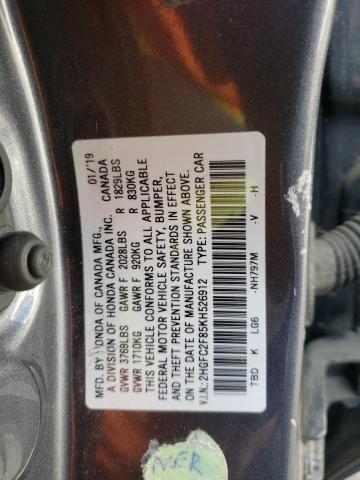 2HGFC2F85KH526912 - 2019 HONDA CIVIC SPORT 石墨色 照片 12