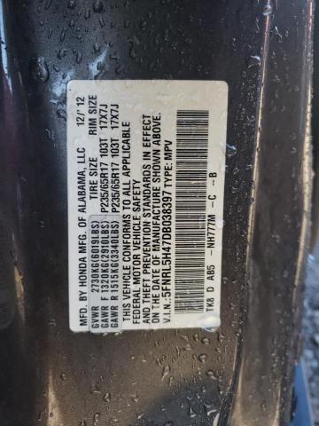 5FNRL5H47DB038397 - 2013 HONDA ODYSSEY EX GRAY photo 13