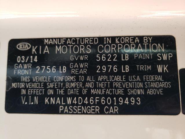 KNALW4D46F6019493 - 2015 KIA K900 WHITE photo 13