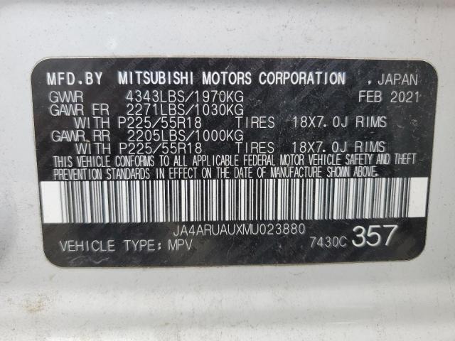 JA4ARUAUXMU023880 - 2021 MITSUBISHI OUTLANDER ES WHITE photo 13