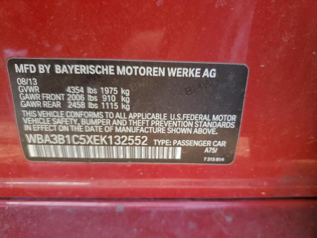 WBA3B1C5XEK132552 - 2014 BMW 320 I RED photo 12