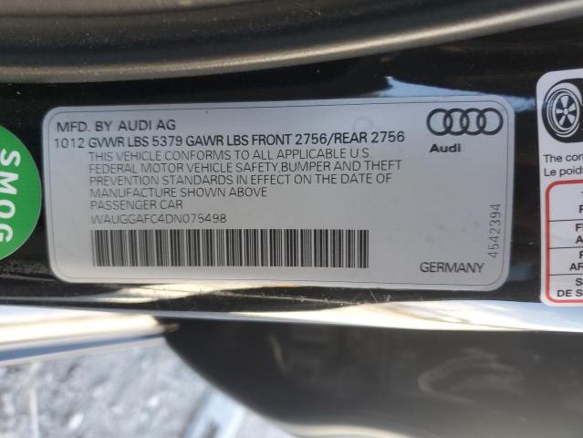 WAUGGAFC4DN075498 - 2013 AUDI A6 PREMIUM PLUS BLACK photo 12