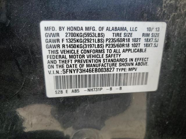 5FNYF3H46EB003827 - 2014 HONDA PILOT EX BLACK photo 13