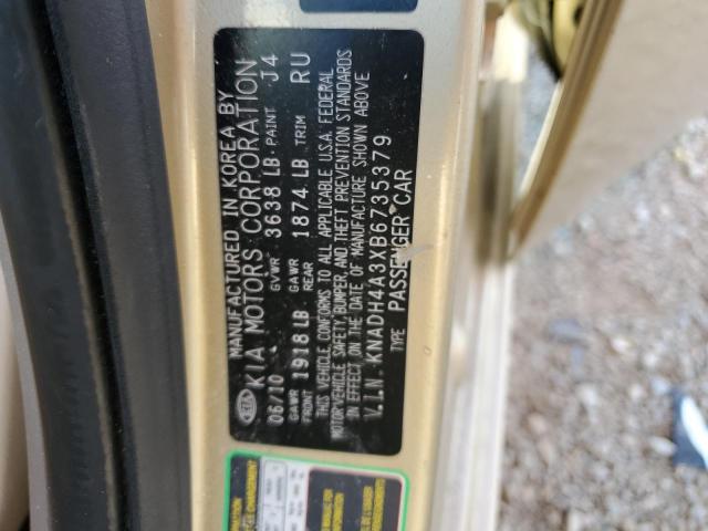 KNADH4A3XB6735379 - 2011 KIA RIO BASE GOLD photo 13