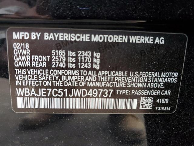 WBAJE7C51JWD49737 - 2018 BMW 540 XI BLACK photo 12