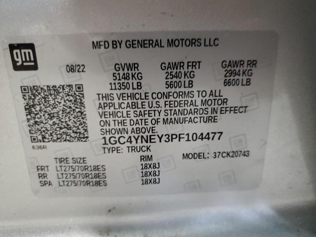 1GC4YNEY3PF104477 - 2023 CHEVROLET SILVERADO K2500 HEAVY DUTY LT SILVER photo 12