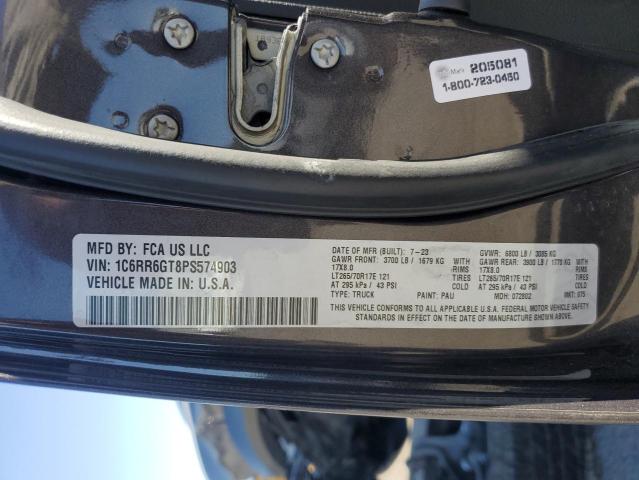 1C6RR6GT8PS574903 - 2023 RAM 1500 CLASS SLT შავი ფოტო 13