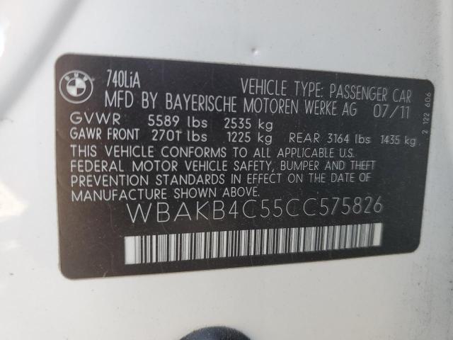 WBAKB4C55CC575826 - 2012 BMW 740 LI Blanc photo 12