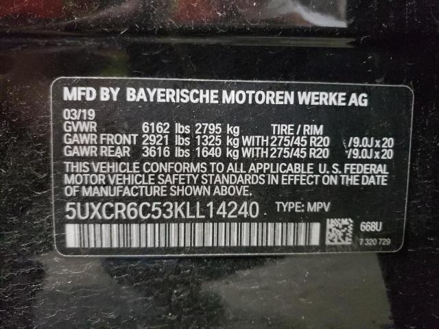 5UXCR6C53KLL14240 - 2019 BMW X5 XDRIVE40I BLACK photo 12