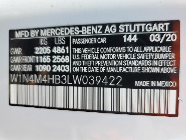 W1N4M4HB3LW039422 - 2020 MERCEDES-BENZ GLB 250 4MATIC WHITE photo 13