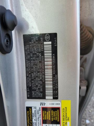 4T4BF3EK4AR049409 - 2010 TOYOTA CAMRY BASE SILVER photo 12