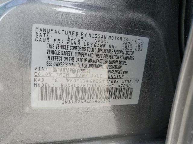 3N1AB7AP6KY458124 - 2019 NISSAN SENTRA S GRAY photo 13