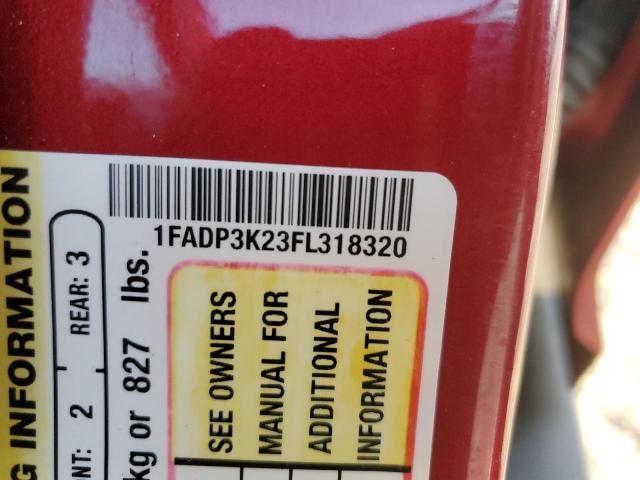 1FADP3K23FL318320 - 2015 FORD FOCUS SE RED photo 12