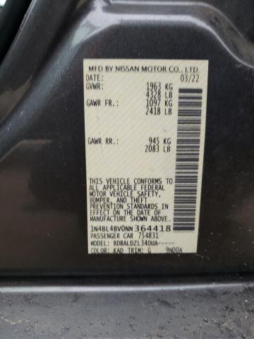 1N4BL4BV0NN364418 - 2022 NISSAN ALTIMA S GRAY photo 12