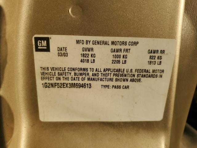 1G2NF52EX3M694613 - 2003 PONTIAC GRAND AM SE1 TAN photo 12