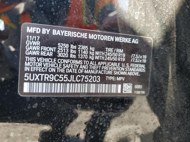 5UXTR9C55JLC75203 - 2018 BMW X3 XDRIVE30I BLACK photo 13