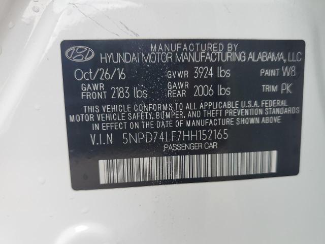 5NPD74LF7HH152165 - 2017 HYUNDAI ELANTRA SE WHITE photo 12