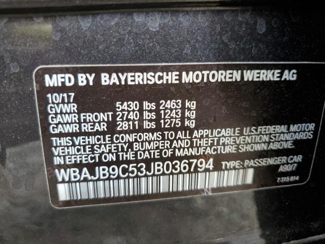 WBAJB9C53JB036794 - 2018 BMW M550XI GRAY photo 12