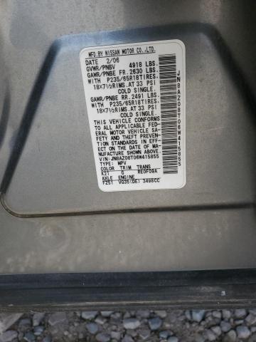 JN8AZ08T06W415855 - 2006 NISSAN MURANO SL GRAY photo 12