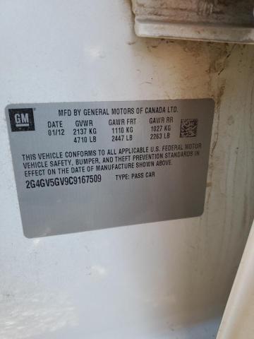 2G4GV5GV9C9167509 - 2012 BUICK REGAL GS WHITE photo 12