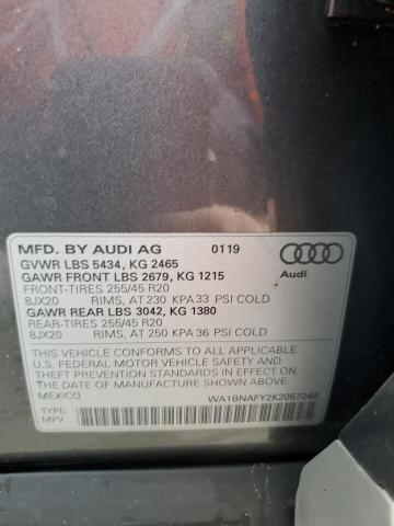 WA1BNAFY2K2057248 - 2019 AUDI Q5 PREMIUM PLUS GRAY photo 14