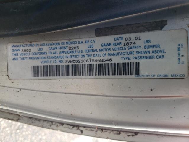 3VWDD21C61M468546 - 2001 VOLKSWAGEN NEW BEETLE GLX 银色 照片 12