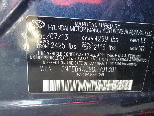 5NPEB4AC9DH791301 - 2013 HYUNDAI SONATA GLS BLUE photo 12