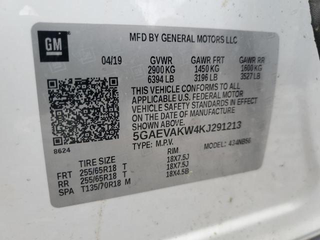 5GAEVAKW4KJ291213 - 2019 BUICK ENCLAVE ESSENCE 白色 照片 14