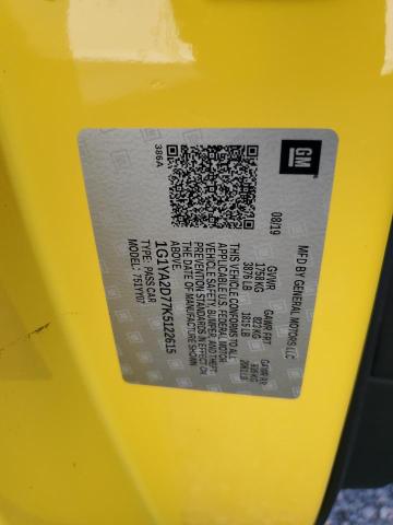 1G1YA2D77K5122615 - 2019 CHEVROLET CORVETTE STINGRAY 1LT YELLOW photo 13