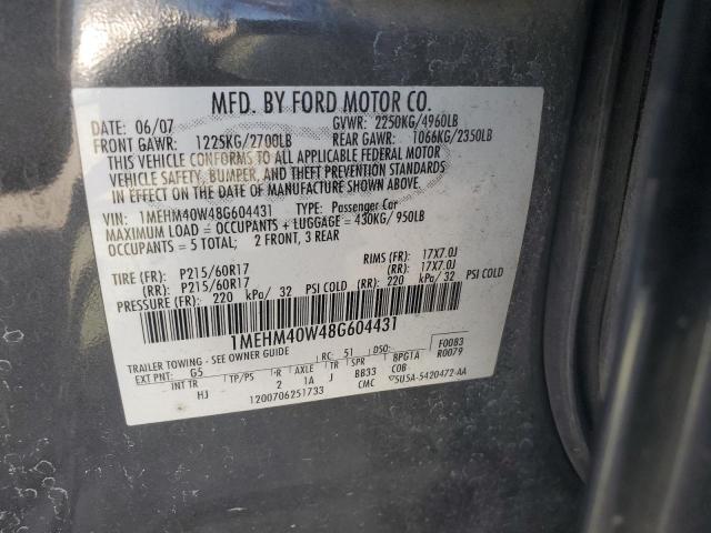 1MEHM40W48G604431 - 2008 MERCURY SABLE LUXURY GRAY photo 12