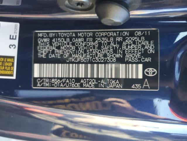 JTKJF5C71C3027308 - 2012 TOYOTA SCION BLUE photo 12