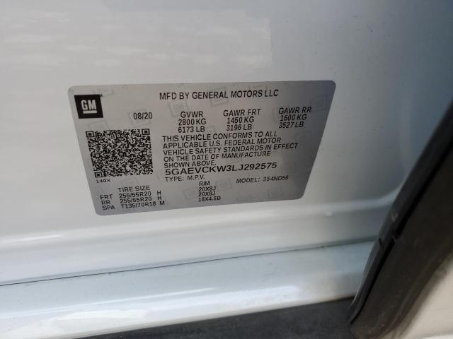 5GAEVCKW3LJ292575 - 2020 BUICK ENCLAVE AVENIR WHITE photo 12