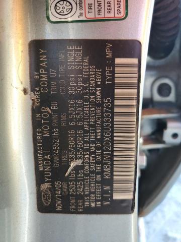 KM8JN12DX6U333735 - 2006 HYUNDAI TUCSON GLS SILVER photo 12