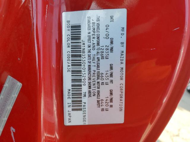 JM1NB3530Y0152909 - 2000 MAZDA MX-5 MIATA BASE RED photo 12