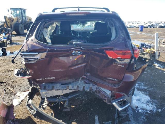 5TDDGRFH6JS051404 - 2018 TOYOTA HIGHLANDER HYBRID LIMITED RED photo 6