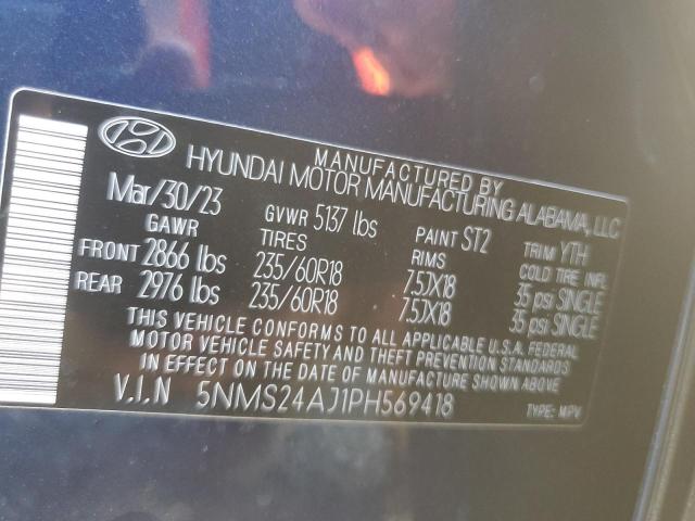 5NMS24AJ1PH569418 - 2023 HYUNDAI SANTA FE SEL BLUE photo 14