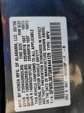 5FNRL38756B444129 - 2006 HONDA ODYSSEY EXL GRAY photo 13