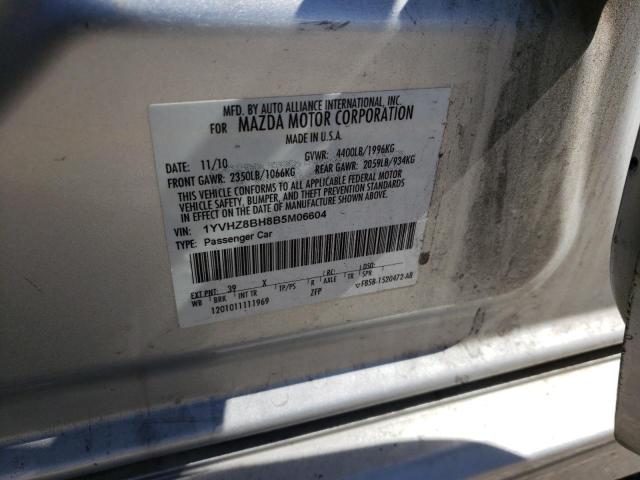 1YVHZ8BH8B5M06604 - 2011 MAZDA 6 I SILVER photo 12