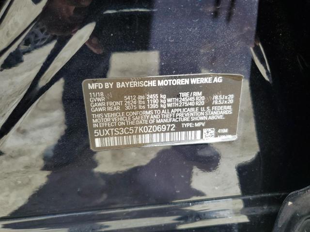 5UXTS3C57K0Z06972 - 2019 BMW X3 XDRIVEM40I BLACK photo 14