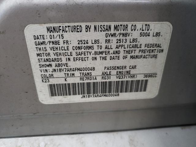 JN1BV7AR4FM400048 - 2015 INFINITI Q50 BASE SILVER photo 12