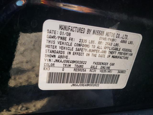JNKAJ09E48M302622 - 2008 INFINITI EX35 BASE Սև լուսանկար 13