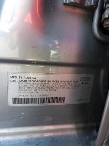 WAUKF78E17A055512 - 2007 AUDI A4 2.0T AVANT QUATTRO GRAY photo 12