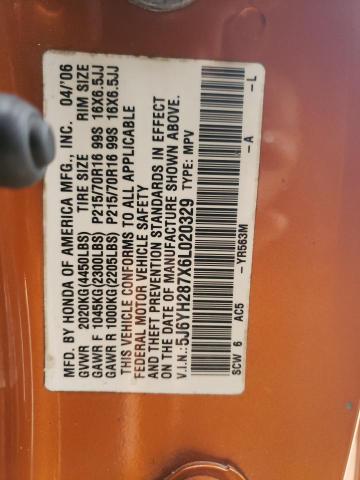 5J6YH287X6L020329 - 2006 HONDA ELEMENT EX ORANGE photo 13