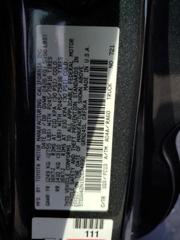 5TEUU42N19Z634890 - 2009 TOYOTA TACOMA ACCESS CAB ნაცრისფერი ფოტო 12