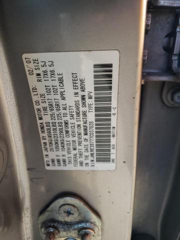 JHLRE38777C037828 - 2007 HONDA CR-V EXL SILVER photo 13