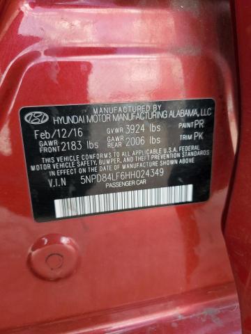 5NPD84LF6HH024349 - 2017 HYUNDAI ELANTRA SE RED photo 13