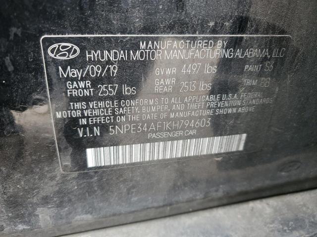 5NPE34AF1KH794603 - 2019 HYUNDAI SONATA LIMITED BLACK photo 13