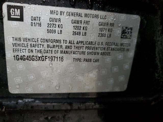 1G4G45G3XGF197116 - 2016 BUICK LACROSSE SPORT TOURING BLACK photo 12