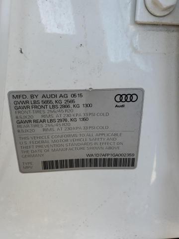 WA1D7AFP1GA002359 - 2016 AUDI Q5 PREMIUM PLUS S-LINE WHITE photo 13